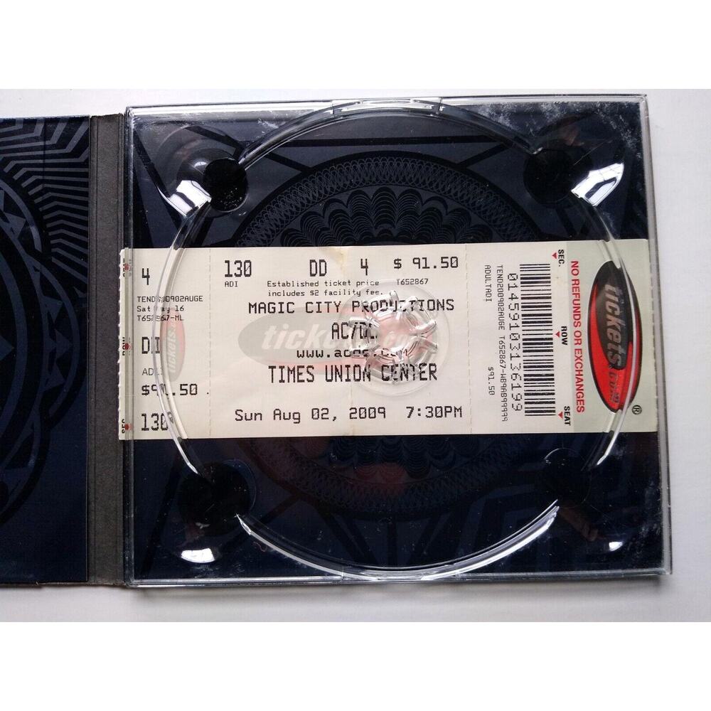 AC/DC Black Ice CD Yellow Embossed Limited Edition Cover + Concert Ticket Stub